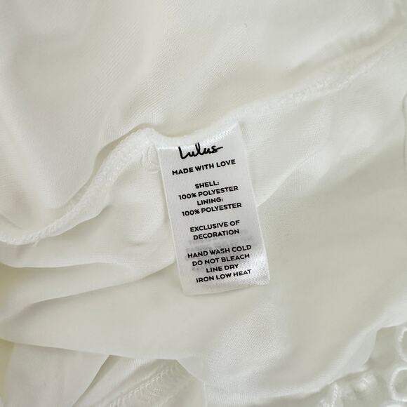 Lulus Look So Sweet White Embroidered Lace Mini Dress Party Ruffle XS NWT - Picture 8 of 13
